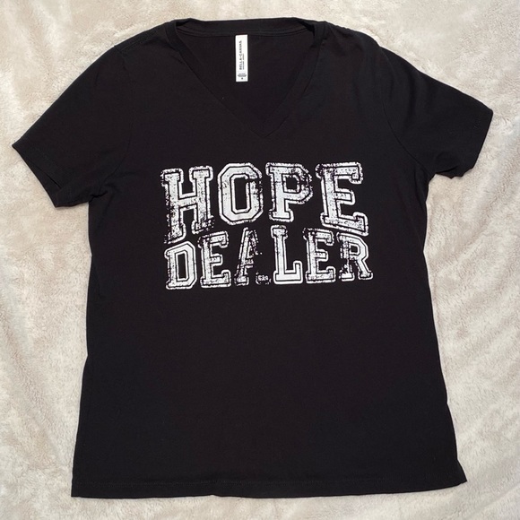 Hope Dealer Screen Printed Distressed V-Neck Tee - Picture 1 of 4